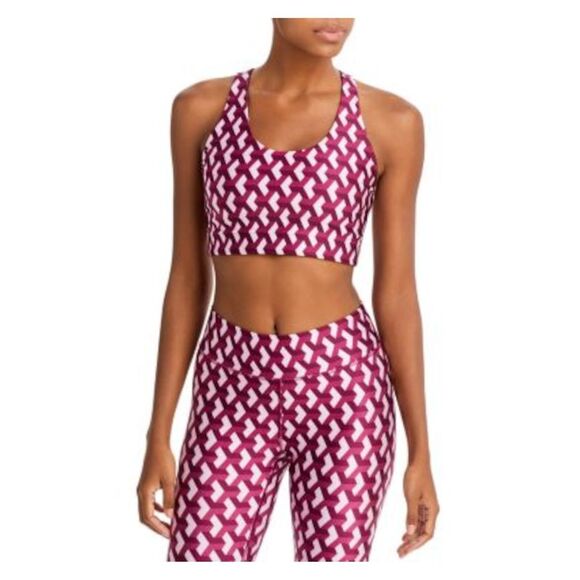 TEREZ Intimates Burgundy Medium Impact Geometric Sports Bra XS - Picture 1 of 2